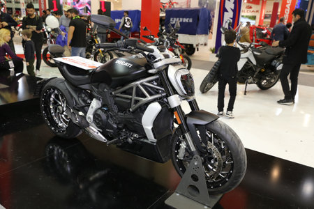 ISTANBUL, TURKEY - FEBRUARY 25, 2017: Ducati motorcycle on display at Motobike Istanbul in Istanbul Exhibition Centerのeditorial素材