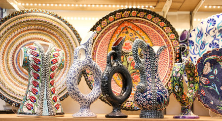 Turkish Ceramics in Grand Bazaar, Istanbul City, Turkey