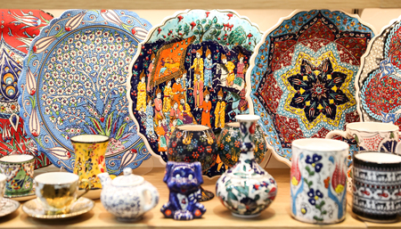 Turkish Ceramics in Grand Bazaar, Istanbul City, Turkeyの写真素材
