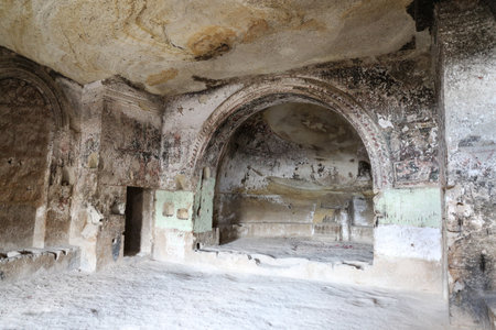 Inside of Church of St. John the Baptist, Cavusin Village, Cappadocia, Turkeyのeditorial素材