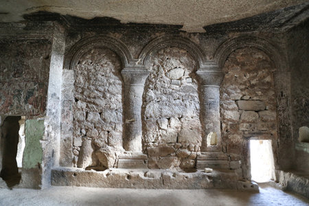 Inside of Church of St. John the Baptist, Cavusin Village, Cappadocia, Turkeyのeditorial素材