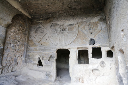 Inside of Church of St. John the Baptist, Cavusin Village, Cappadocia, Turkeyのeditorial素材