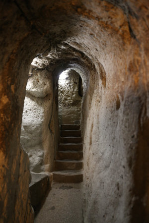 Derinkuyu Underground City in Cappadocia, Nevsehir, Turkeyのeditorial素材