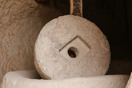 Millstone in Zelve Valley, Cappadocia, Nevsehir City, Turkey