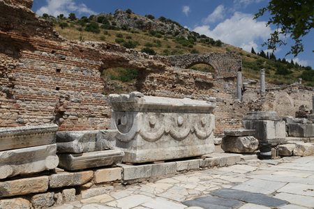 Ruins in Ephesus Ancient City in Izmir, Turkeyのeditorial素材