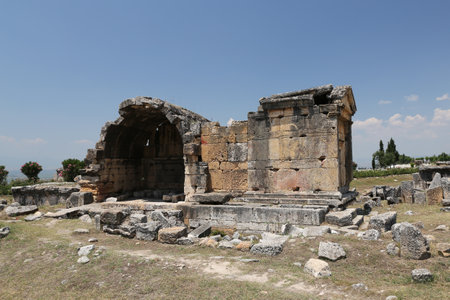Ruins in Hierapolis Ancient City, Pamukkale, Turkeyのeditorial素材