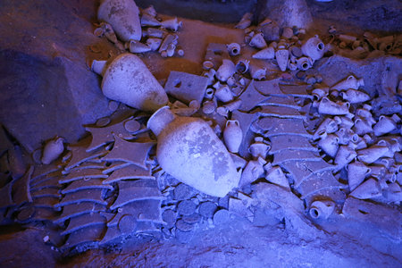 MUGLA, TURKEY - JUNE 19, 2017: Recreation of a lagan in Bodrum Castle Underwater Museum of Archaeologyのeditorial素材