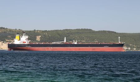 A cargo ship carrying goods between portsの写真素材
