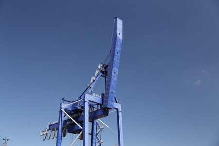 Blue Port Crane in a Sea Port