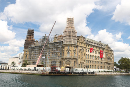 ISTANBUL, TURKEY - AUGUST 30, 2017: Haydarpasa train station is being restored after roof fireのeditorial素材