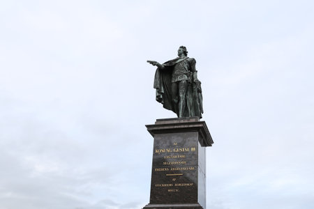 Statue of the Swedish king Gustav III in Stockholm Cityのeditorial素材