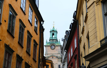 Storkyrkan, Cathedral of St Nicholas and Buildings in Gamla Stan, Stockholm City, Swedenの写真素材