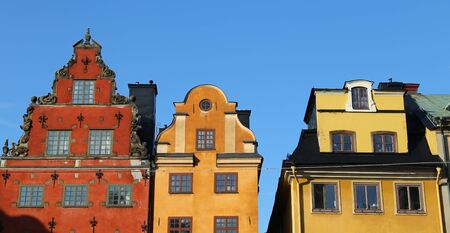 Buildings in Stortorget Place, Stockholm City, Swedenの写真素材