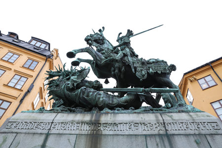 Saint George and the Dragon Statue in Stockholm City, Swedenのeditorial素材