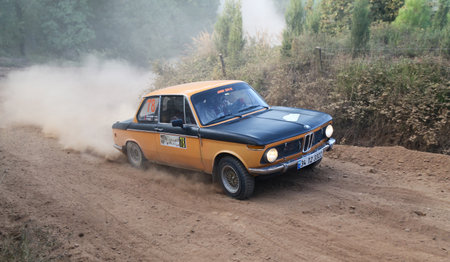 ISTANBUL, TURKEY - SEPTEMBER 09, 2017: Haydar Guclu drives BMW 2002 TI in ISOK Istanbul Rallyのeditorial素材