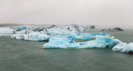 Icebergs in Jokulsarlon Glacial River Lagoon, South of Icelandの写真素材