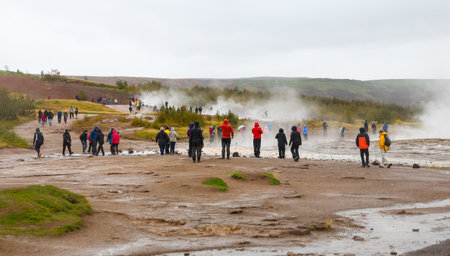 Strokkur Geysir in Haukadalur Valley Area, Icelandのeditorial素材