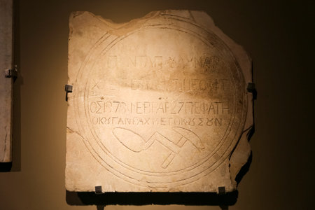 Ancient Writing in Alanya Museum, Antalya City, Turkey