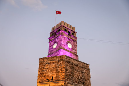 Old Clock Tower in Antalya City, Turkey