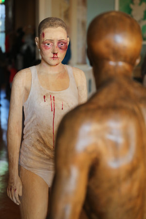 ISTANBUL, TURKEY - OCTOBER 29, 2017: Doors Open to Those Who Knock exhibition held in Abdulmecid Efendi Mansion during Istanbul art showのeditorial素材