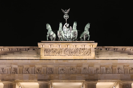 Night view of Brandenburg Gate in Berlin, Germanyの写真素材