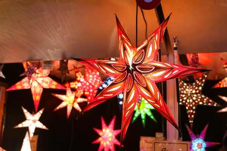 Star Shaped Christmas Decoration in Berlin, Germanyの写真素材