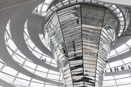 BERLIN, GERMANY - DECEMBER 17, 2017: People visit Reichstag dome in German parliament Bundestagのeditorial素材