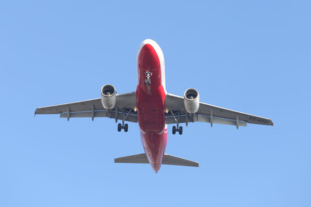 ISTANBUL, TURKEY - JANUARY 06, 2018: AtlasGlobal Airbus A319-112 (CN 1124) landing to Istanbul...