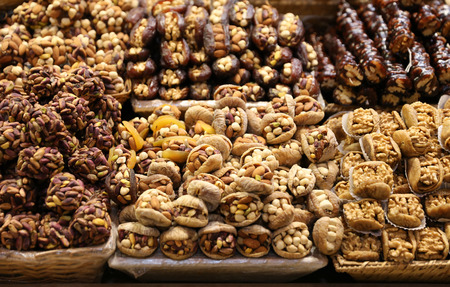 Turkish Sweets in Spice Bazaar, Istanbul City, Turkeyの写真素材