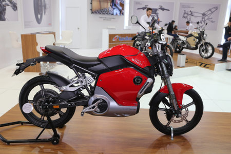 ISTANBUL, TURKEY - FEBRUARY 25, 2018: Super Soco TS1200R on display at Motobike Istanbul in Istanbul...