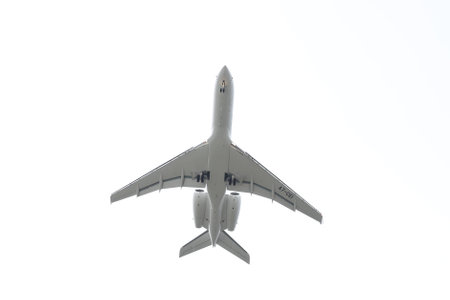 ISTANBUL, TURKEY - FEBRUARY 04, 2018: Qatar Executive Bombardier Global 5000 (CN 9581) landing to Istanbul Ataturk Airport. Qatar Executive is a business jet subsidiary of QA with 11 fleet sizeのeditorial素材