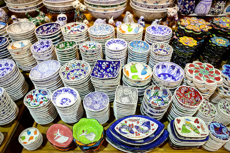 Turkish Ceramics in Grand Bazaar, Istanbul City, Turkeyの写真素材