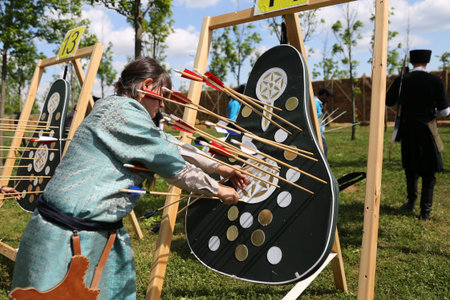 ISTANBUL, TURKEY - MAY 12, 2018: Archery competition during Etnospor Culture Festival