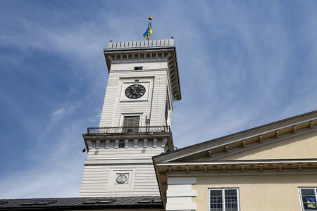 Clock Tower of Lviv City Hall in Ukraine