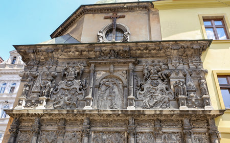Facade of Boim Chapel in Lviv, Ukraineのeditorial素材