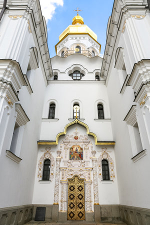 Facade of Dormition Cathedral in Kiev City, Ukraine