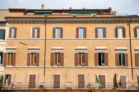 Facade of a Building in Rome City, Italyの写真素材