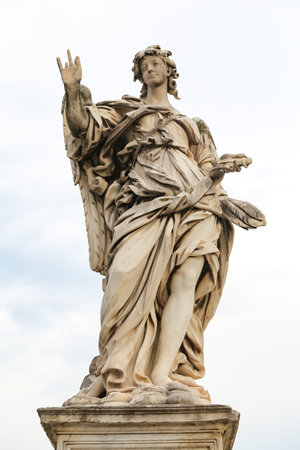 Angel with the Nails Statue in Hadrian Bridge, Rome City, Italyのeditorial素材