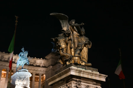 Statue in Altar of the Fatherland in Rome City, Italyのeditorial素材