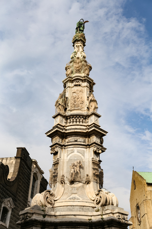 Spire of the Immaculate Virgin in Naples City, Italyの写真素材