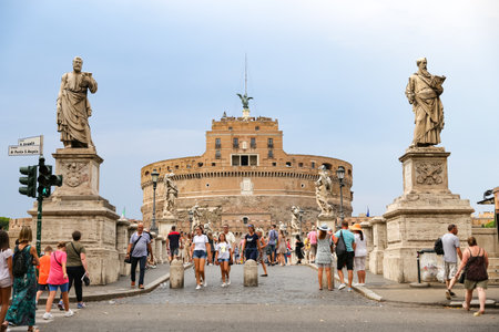 ROME, ITALY - AUGUST 21, 2018: Mausoleum of Hadrian - Castel Sant Angelo where is the most popular destination in Romeのeditorial素材