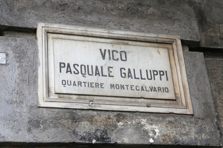 Vico Pasquale Galluppi Street Sign in Naples City, Italyの写真素材