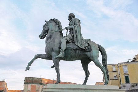 Statue in Piazza del Plebiscito, Naples City, Italy