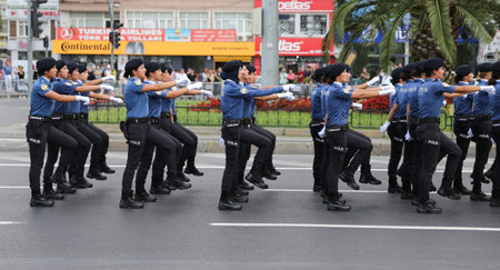 ISTANBUL, TURKEY - AUGUST 30, 2018: Police forces march during 96th anniversary of 30 August Turkish...