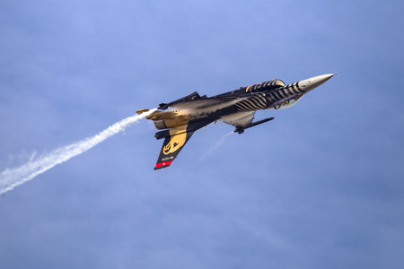 ISTANBUL, TURKEY - SEPTEMBER 23, 2018: Solo Turk Air Aerobatics Show in Teknofest Istanbul...