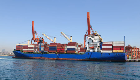 Container Ship is loading in a port