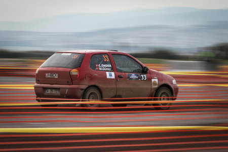 KOCAELI, TURKEY - NOVEMBER 17, 2018: Murat Guray drives Fiat Palio in Kocaeli Rally