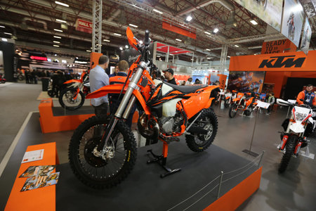 ISTANBUL, TURKEY - FEBRUARY 23, 2019: KTM Motorcycle on display at Motobike Istanbul in Istanbul...