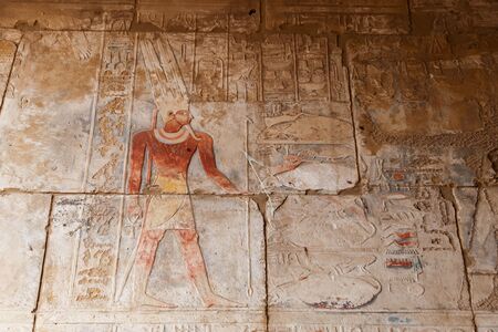 Hieroglyphics in Karnak Temple, Luxor City, Egyptの写真素材