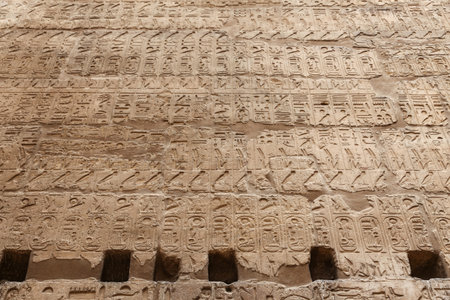 Egyptian Hieroglyphs in Luxor Temple, Luxor City, Egypt